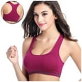thumbnail image 2 of Push Up Bra Women Seamless Stretch Sport Bra Padded Bralettes Tank Tops Workout Gym Yoga Vest V-Neck No Underwire Bra Feature Hook and Eye Closure Molded Bra Style Y-459 , Pink-b M, 2 of 8