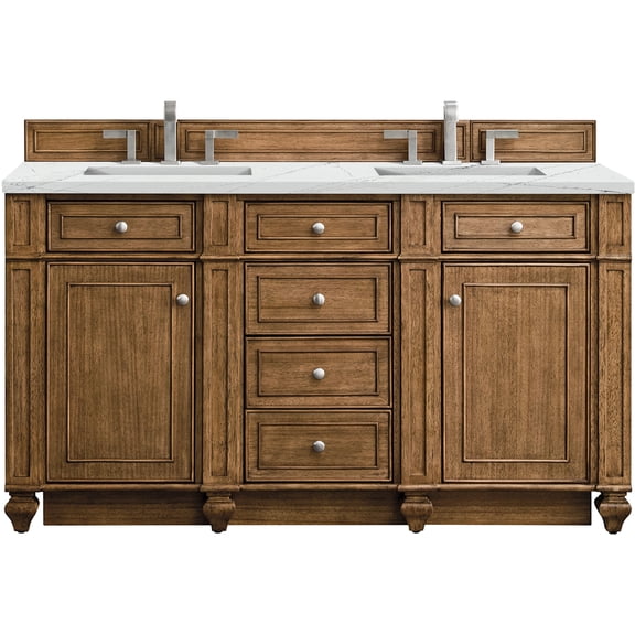 James Martin Vanities 157-V60D-SBR-FENC Bristol 60" Free Standing Double Basin Hardwood