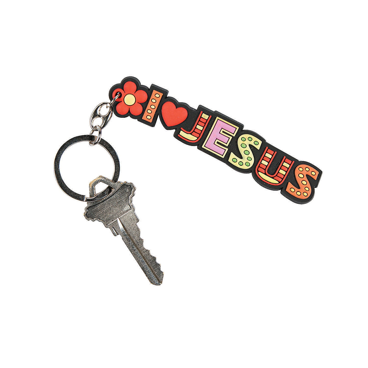 I Love Jesus Rubber Key Chains Party Wear 12 Pieces