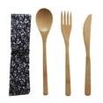 thumbnail image 1 of 4pcs Bamboo Forks Spoons Cutters Set Japanese Style Wood Cutlery Tableware for Dinner Barbecue (Spoon Fork Cutter and Cloth Bag), 1 of 8