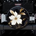thumbnail image 1 of Subtle Gold Line Flowers Pattern Polyester Universal Spare Wheel Tire Cover Wheel Covers for Trailer RV SUV Truck Camper, 1 of 5