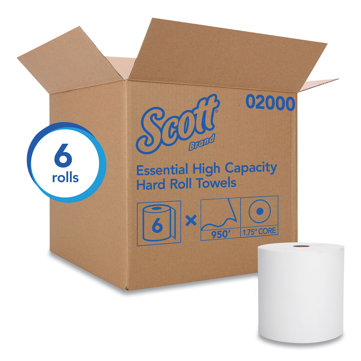 Scott Essential High Capacity Hard Roll Towels for Business, 1.75" Core, 8 x 950 ft, White,6 Rolls/CT -KCC02000 - image 2 of 7