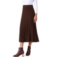 thumbnail image 4 of FALDA MIDI DE PUNTO A LINEA DE CINTURA ALTA VINTAGE CASUAL PARA MUJERES INSPIRE CHIC TAMAÑO L COLOR MARRÓN, 4 of 5
