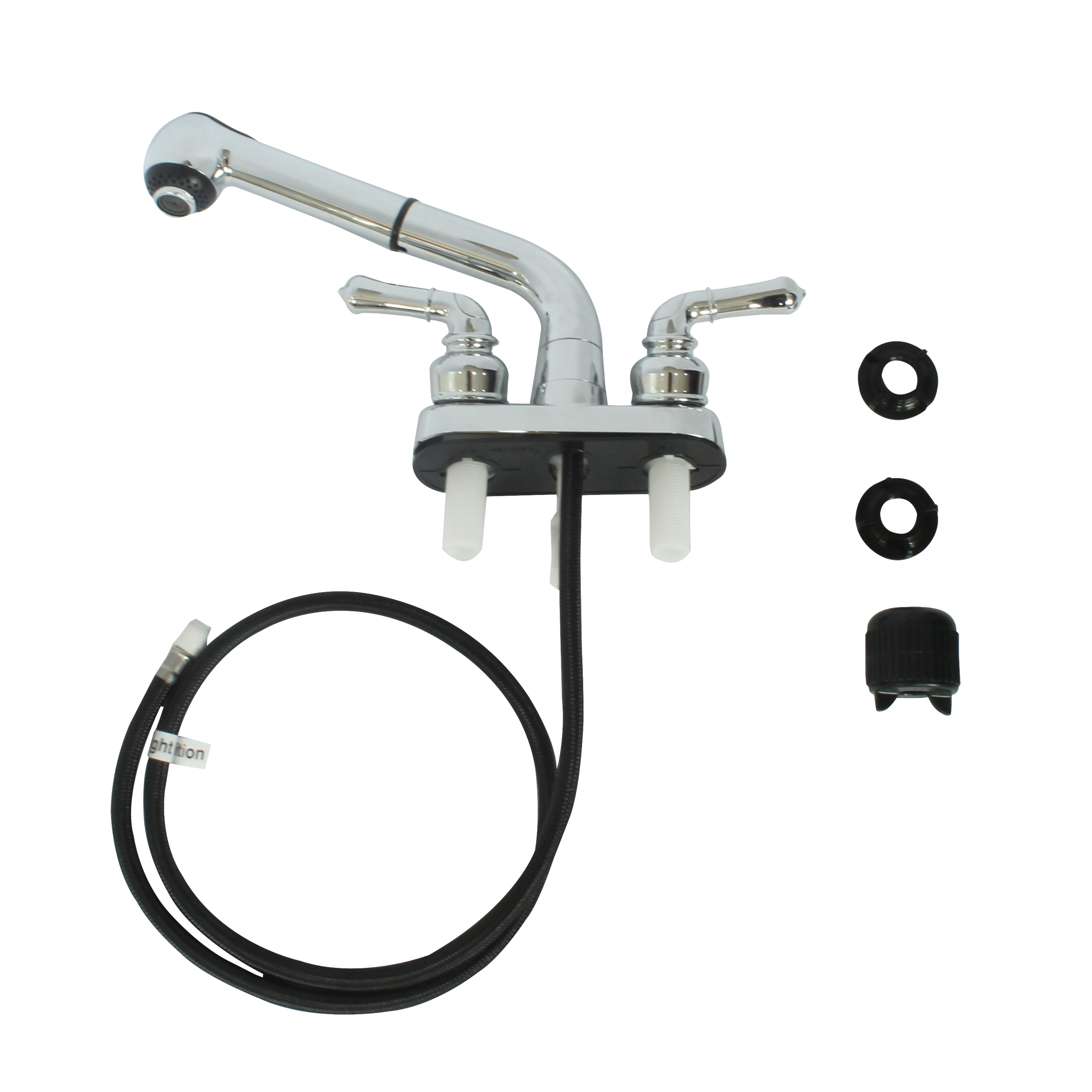 Universal Laundry Tub Faucet with Pull Out Spray Spout, Non-Metallic ABS Plastic, Chrome Finish