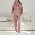 thumbnail image 2 of TJAZFJPA Tenue de Plage Femme Col à Revers Rayé Flanelle Manches Longues Pantalon Bouton Poche Ensemble Pyjamas Femme Ensembles Ensemble 2 Pcs Tailleur Pantalon Femme Ensemble Jambe Grand, 2 of 3