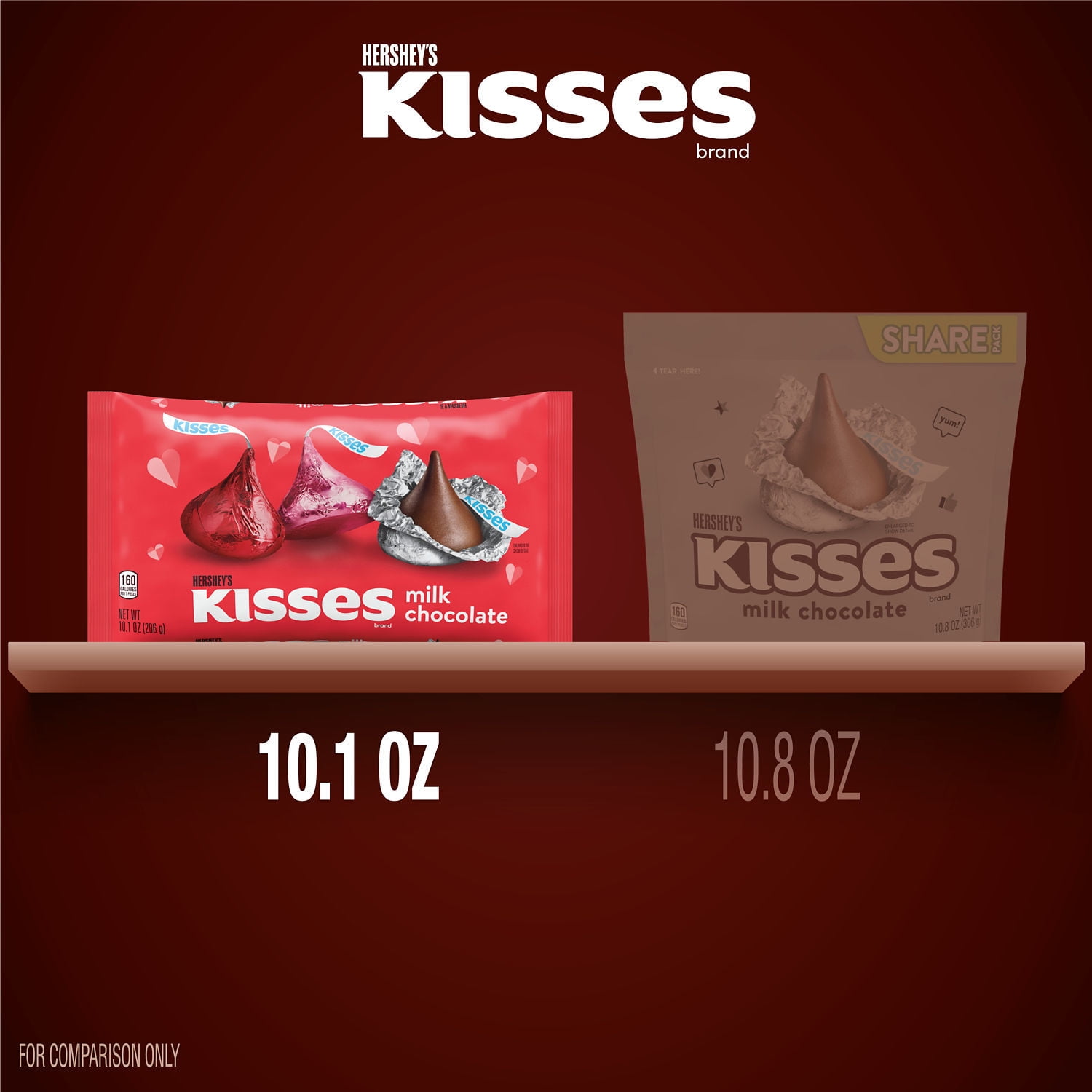HERSHEY'S KISSES Milk Chocolate, Valentine's Day Candy Bag, 10.1 oz
