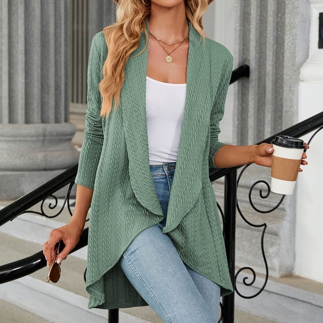 Cárdigan Ligero Cárdigan ligero para mujer Estilo informal Cárdigan de verano Traje de vacaciones irregular Cgtredaw Verde S para Mujer