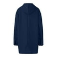 thumbnail image 5 of Women's Hooded Wool Blend Long Coat, Button Up Front with Pockets and Long Sleeve, Loose Fit Casual Winter Jacket for Cold Weather,Navy,Size XL, 5 of 5