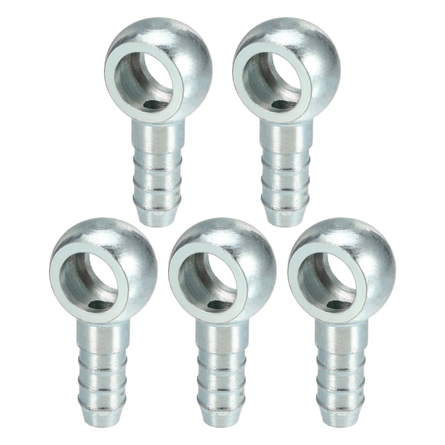 12 mm de diámetro 10 mm OD Banjo Manguera Barb Bolt Accesorios Universal Banjo Fitting Fuel Line Adaptador Conector para motocicleta Coche Tono plateado - Paquete de 5