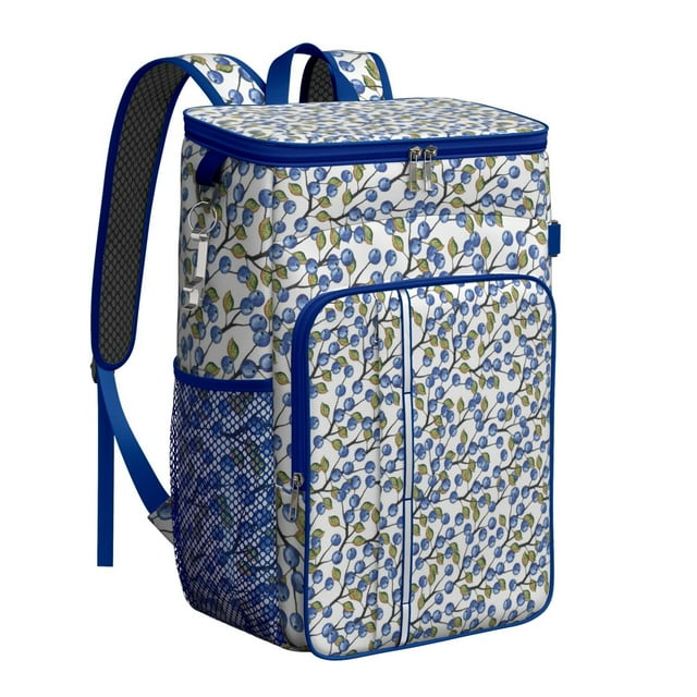Floral and Bee Artwork Insulated Cooler Backpack, Leakproof Waterproof Lunch Backpack for Nature Enthusiasts, Road Trips