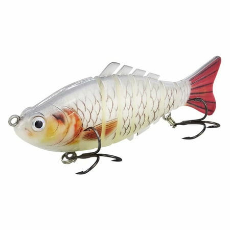 Mr.Garden Fishing Lures White Multi Jointed Swim Baits, Outdoor Fishing Gear for Bass Pike Fit Saltwater and Freshwater, (Best White Bass Trolling Lures)