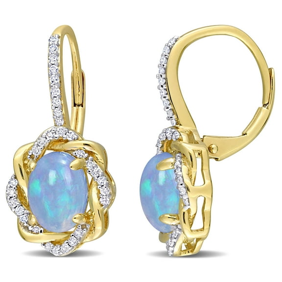 Everly Women's Opal 10k Yellow Gold Earrings