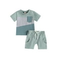 thumbnail image 2 of Toddler Baby Boy Clothes Set 6M 12M 18M 24M 3Y Short Sleeve Contrast T Shirt Tops Elastic Waist Shorts Cute Newborn Summer Outfit, 2 of 10