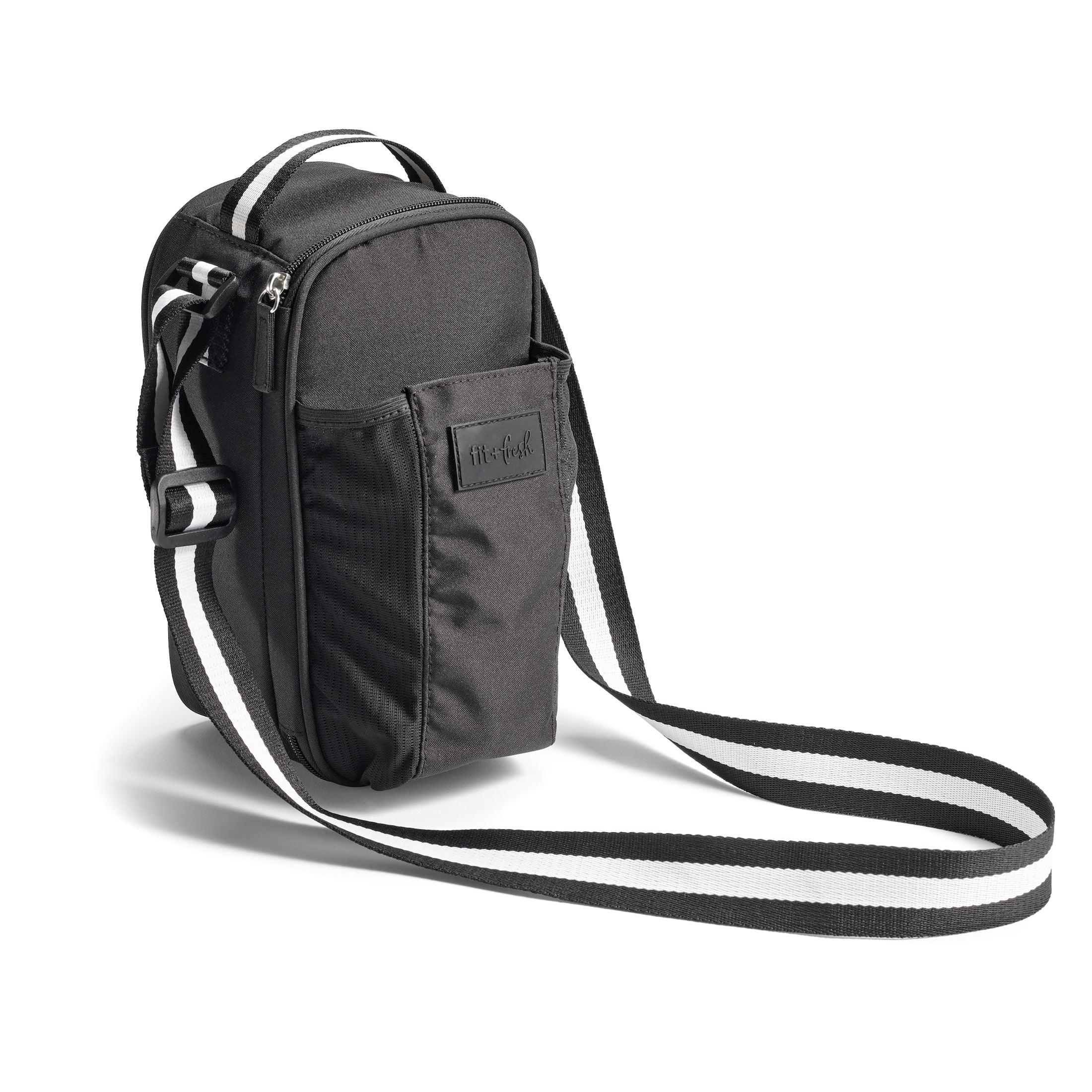 Fit + Fresh Nina Water Bottle Bag, Insulated Crossbody Lunchbox for Kids and Tweens, Black