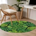 thumbnail image 5 of Summer Botanical Round Living Room Rugs 3.3 ft, Watercolor Green Monstera Deliciosa Tropical Plants Washable Area Rug with Non-Slip Sturdy Edge Binding Round Front Door Mat Floor Carpet for Entryway, 5 of 9
