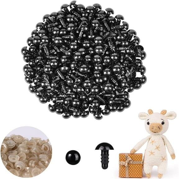 200 Pcs 9mm Safety Eyes for Crochet Plastic Black Safety Eyes for with Washers