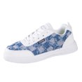 thumbnail image 3 of Rokment Womens Distressed Checkered Denim Platform Fashion Sneakers Casual Canvas Lace up Low Top Walking Flat Tennis Skate Shoes Spring Fall, 3 of 5