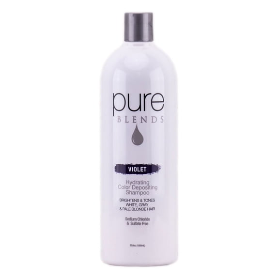 Pure Blends Violet Hydrating Color Depositing Shampoo Brighten & Tone Color Faded Hair Semi Permanent Hair Dye Prevents Color Fade Extend Color Service on Color Treated Hair 33.8 Oz.