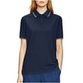 thumbnail image 2 of Tops for Women under $5 Short Sleeve Lapel Sports Solid Quick Drying Working Clothes Shirt Navy, 2 of 6