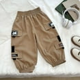 thumbnail image 2 of LIIPEE Girl Boy Cargo Pants Elastic Waist Wide Leg Work Trousers With Pockets Infant Classic Party Stretch Street Outdoor Hiking Pants,Khaki,1-2 Years, 2 of 3