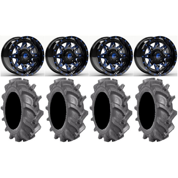 Fuel Lethal Blue 14" Wheels 28" BKT AT 171 Tires Sportsman 550 850 1000