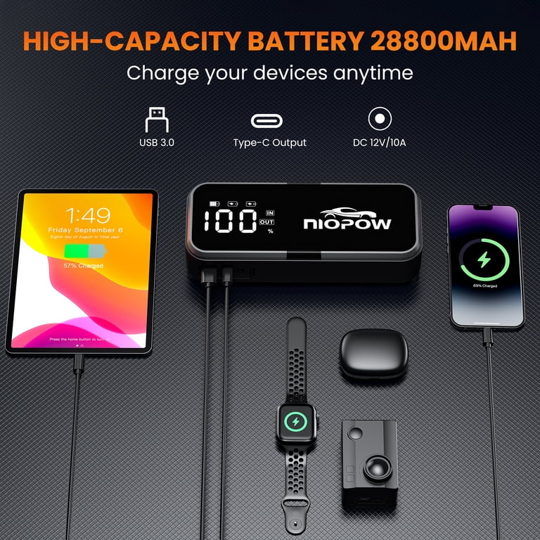 Nexpow 5000A Car Battery Jump Starter, 28800mAh, Black photo 4