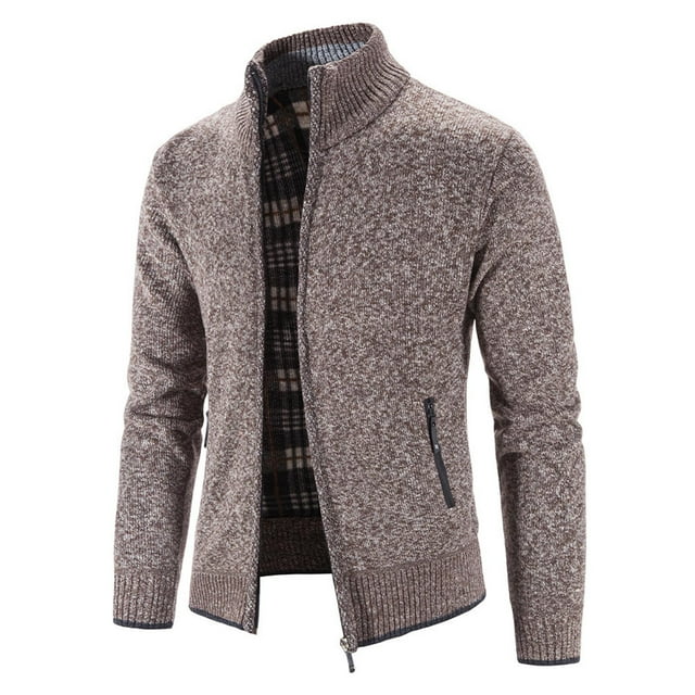 DPTALR Cardigan à Capuche Tricoté à Manches Longues pour Hommes, Col Roulé Décontracté d'Hiver avec Fermeture Éclair