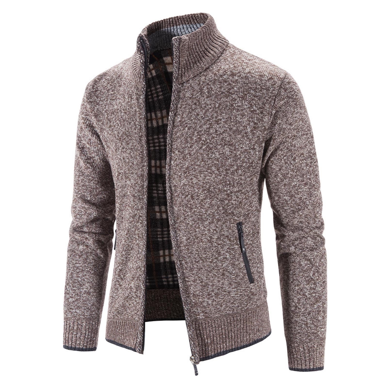 jovati Men Turtleneck Long Sleeve Men Casual Winter Turtleneck Long Sleeve  Knitting Hooded Cardigan Zipper Sweater Coats | Walmart Canada
