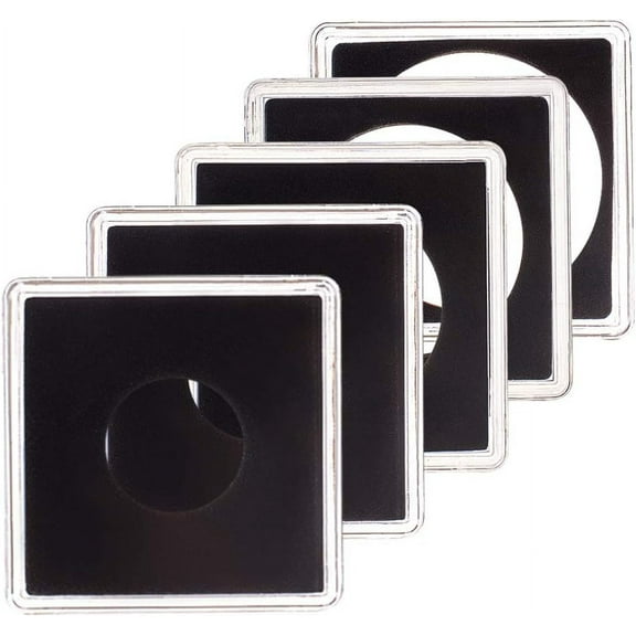 25PCS Black Coin Display Box Square Plastic Single Coin Medal Presentation Box for 20/25/30/35/40mm Commemorative Challenge Coins