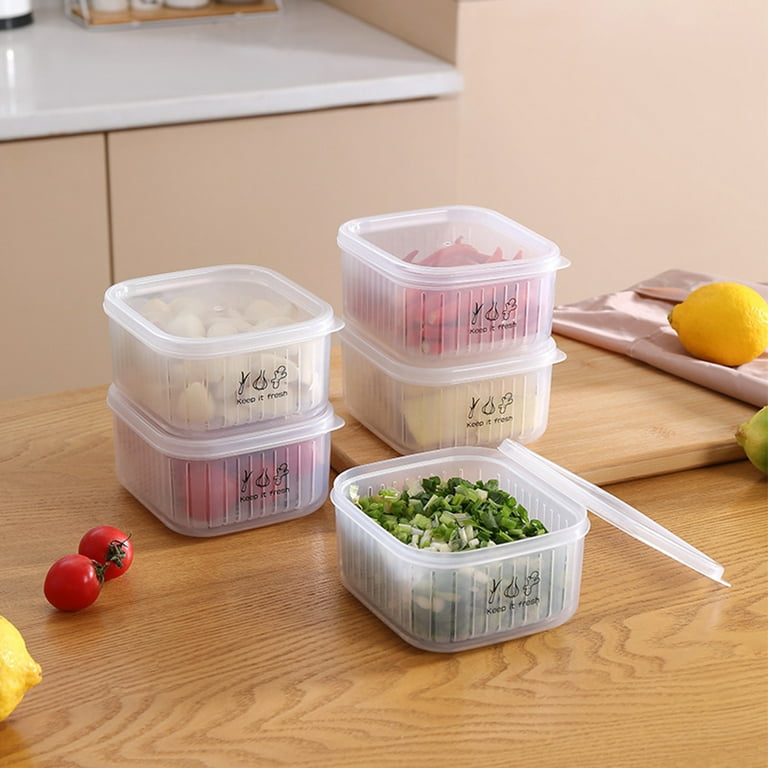 Large-capacity Kitchen Refrigerator Storage Box with Lid Handle Plastic  Sealed Fresh-keeping Box Food Storage Containers