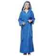 thumbnail image 5 of Women's 6 Tracks Stitching Full Length Hooded Turkish Cotton Bathrobe Medium - Navy Blue, 5 of 5
