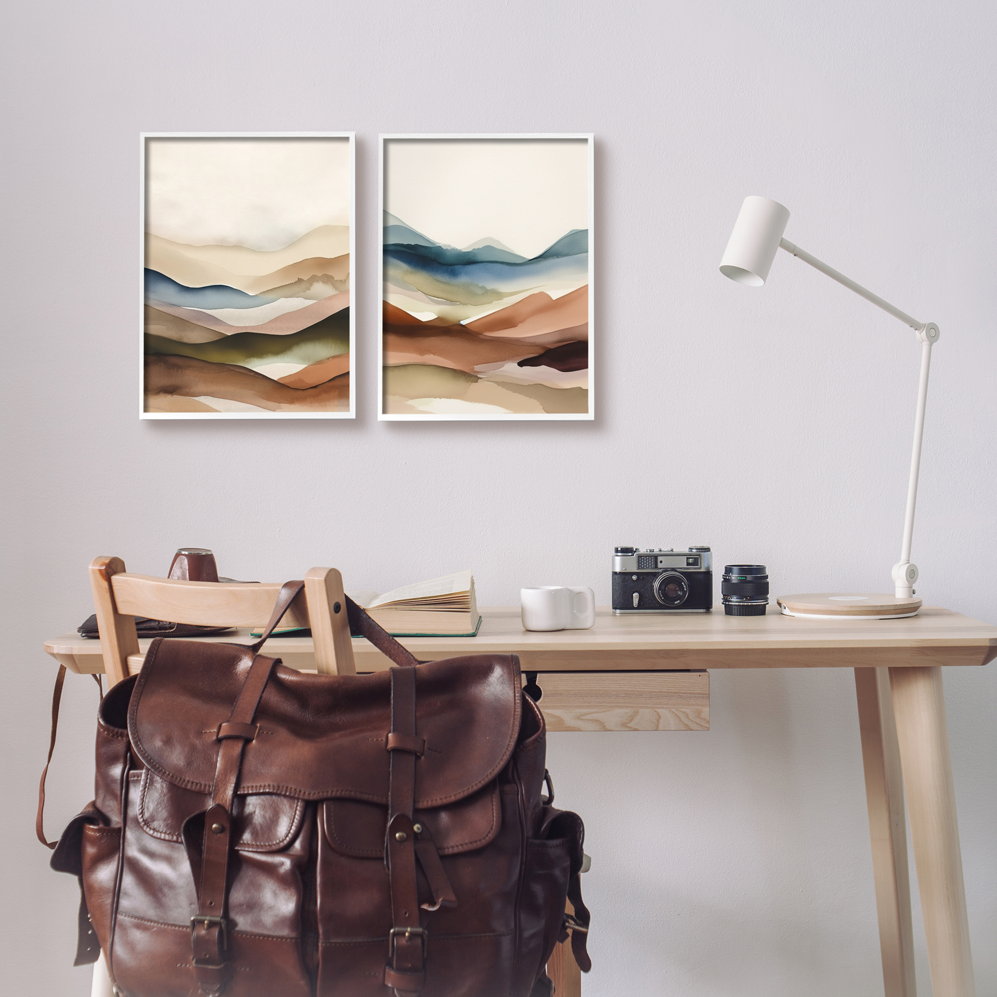 Stupell Industries Abstract Desert Dunes Landscape Painting White Framed Art Print Wall Art, 11 x 14