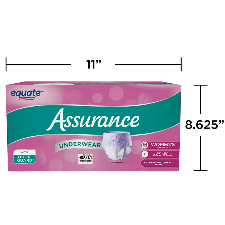 Assurance Women's Incontinence & Postpartum Underwear, L , Maximum