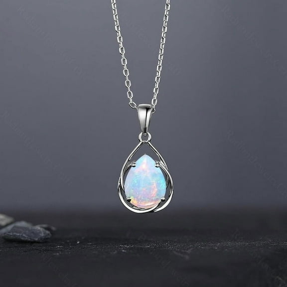 Pear Opal Sterling Silver Necklace: Custom Family Pendant