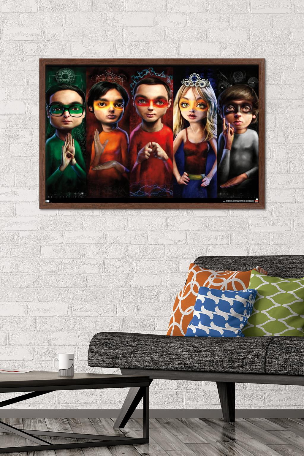 The Big Bang Theory - Faces Wall Poster, 22.375" x 34", Framed