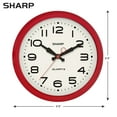 thumbnail image 2 of SHARP Retro Wall Clock Red Vintage Silent Non Ticking Bat Opp Quartz Analog Display, 2 of 8