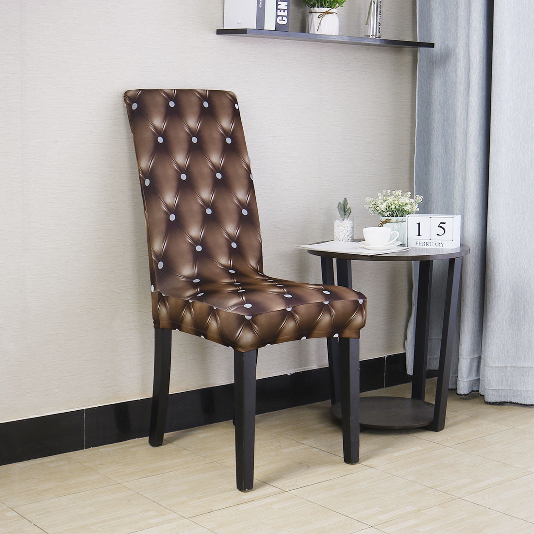 Piccocasa 1-Piece Stretch Spandex Stretch Chair Covers,(M Size,Coffee Color)