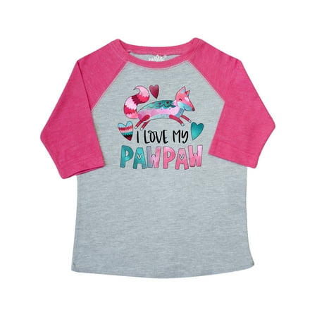 

Inktastic I Love My Pawpaw Pink and Blue Fox with Hearts Gift Toddler Boy or Toddler Girl T-Shirt