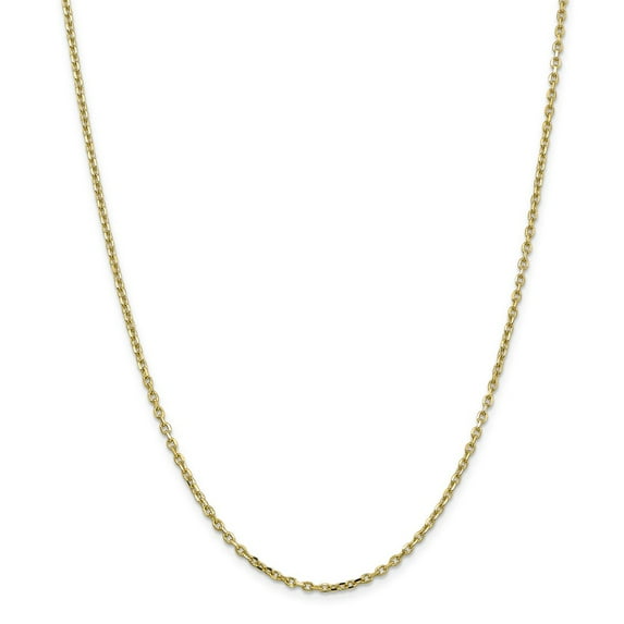 Solid 10k Yellow Gold 2.2mm Diamond-Cut Cable Chain Necklace 16" - with Secure Lobster Lock Clasp
