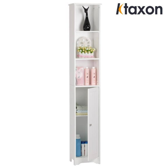 Ktaxon 67" H Bathroom Cabinet 5-Tier, Slim Narrow Storage Tower for Living Room, Kitchen, White