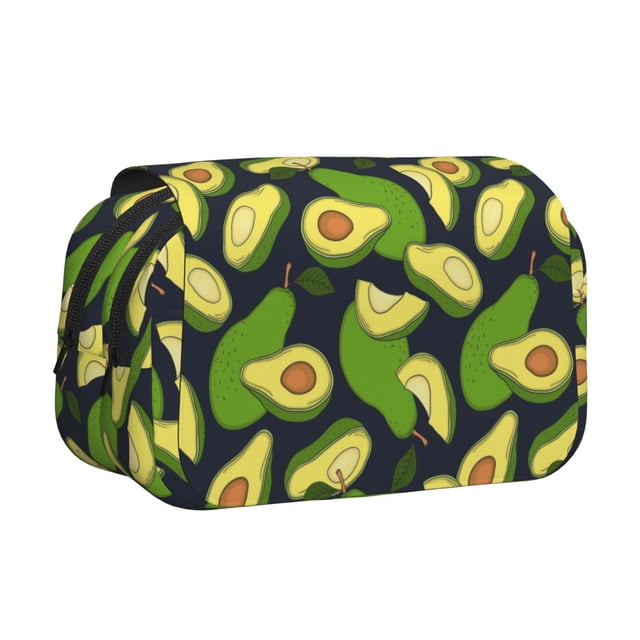 Disketp Fresh Avocado Estuche de Lápices de Doble Capa con Tapa Abatible y Cremallera, Organizador Escolar para Adolescentes y Adultos