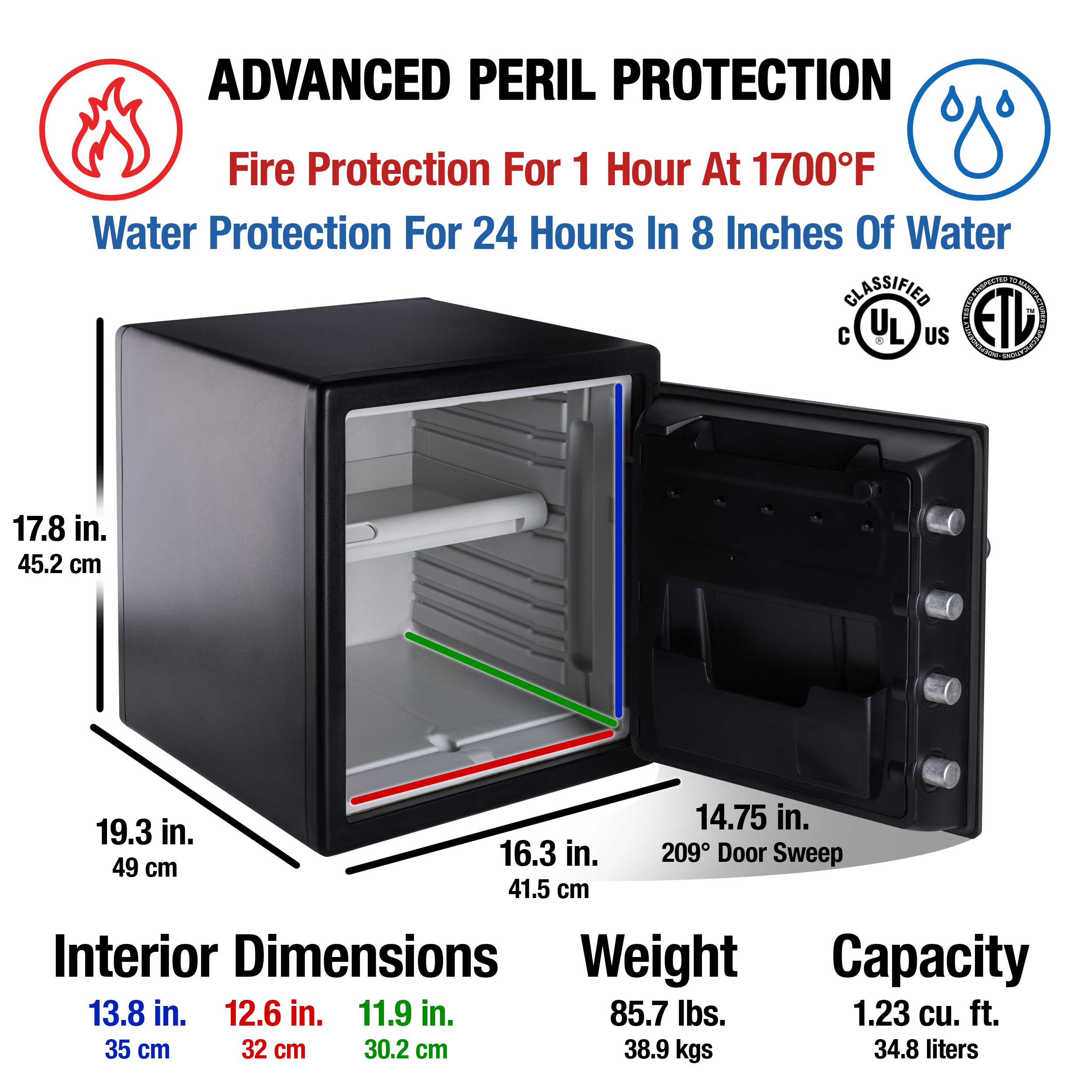 SentrySafe SFW123DTB Fire-Resistant and Water-Resistant Safe with Combination Lock, 1.23 cu. ft. - image 5 of 8