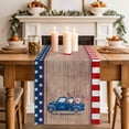 thumbnail image 2 of Table Runner 120 Inches Long for Kitchen Dining, Independence Day Dresser Scarf Farmhouse, Dining Table Decorations for Wedding/Parties, Gnomes Truck Star Flag Wooden Grain 13 x 120 In, 2 of 8