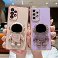 thumbnail image 6 of Samsung Galaxy A53 5g 6.5" Phone Case Luxury Plating Astronaut Stand Holder Case with Camera Protection Cute Love Heart Side Small Pattern Soft Silicone Shockproof Kickstand Bumper (Purple), 6 of 6