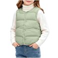 thumbnail image 2 of YUANxueke Kids Lightweight Crewneck Puffer Vest Sleeveless Padded Gilet Fall Winter Warm Quilted Vest,Mint Green,7-8 Years, 2 of 7
