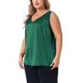 thumbnail image 5 of Agnes Orinda Plus Size Silk Satin Tank Tops for Women V Neck Casual Cami Sleeveless Blouses Summer Basic Camisole 2X Dark Green, 5 of 7