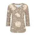 thumbnail image 4 of Ounisa T-Shirts à Manches 3/4 pour Femmes Col en V Manches Raglan Chandail Imprimé Décontracté Tendance Printemps Été Mode Hauts P-2TG, 4 of 6