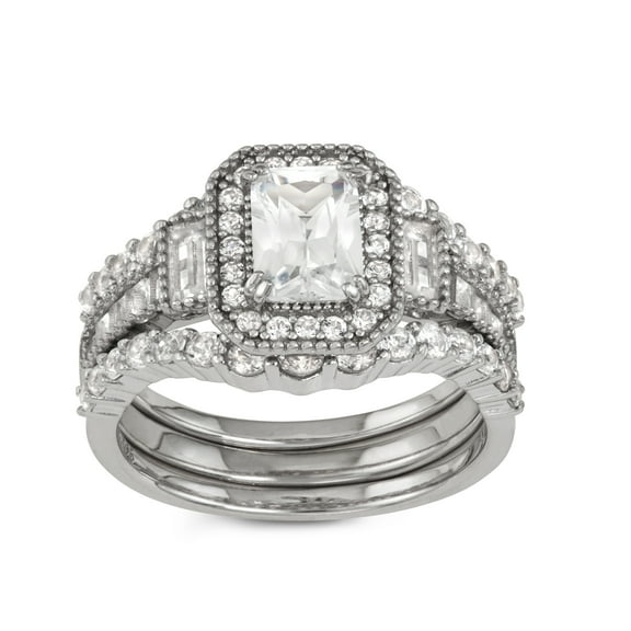 sterling silver created white sapphire ring