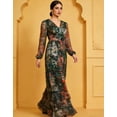 thumbnail image 2 of AURA Women Plus Size Floral Maxi Dress V Neck High Waist Long Sleeve Elegant Dress, 2 of 10
