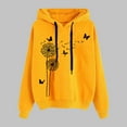 thumbnail image 2 of Moxiu Womens Oversized Graphic Hoodies Casual Long Sleeve Dandelion Print Pullover Comfort Pocket Drawstring Hooded Sweatshirt 2025 Yellow,XL, 2 of 3